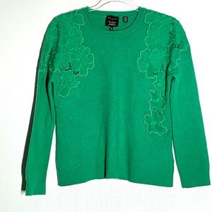 Ted Baker London Lace Shoulder details Green Sweater pullover Sz 4/ US Sz L